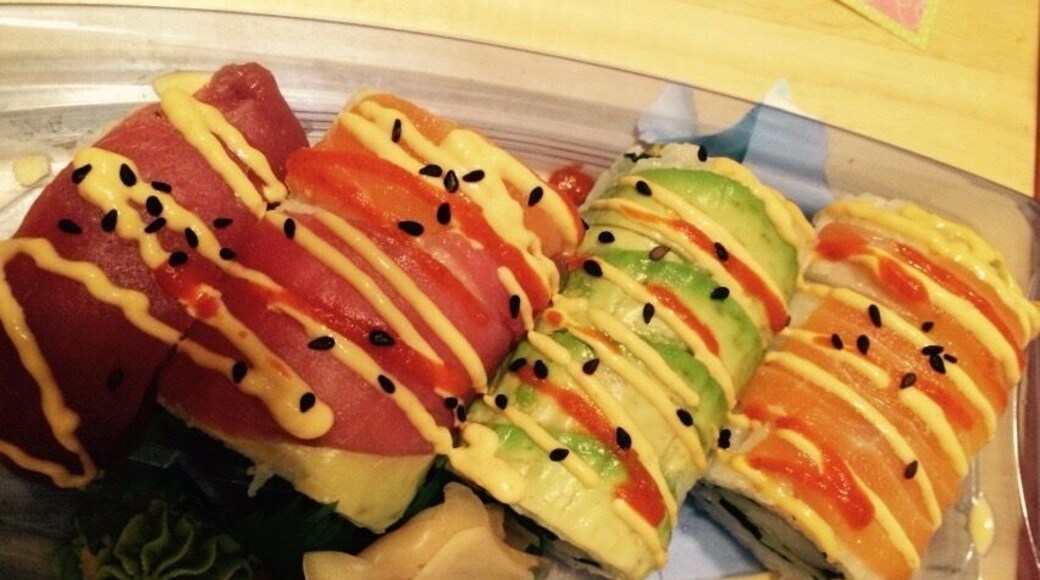 Ahi tuna, avocado and salmon roll