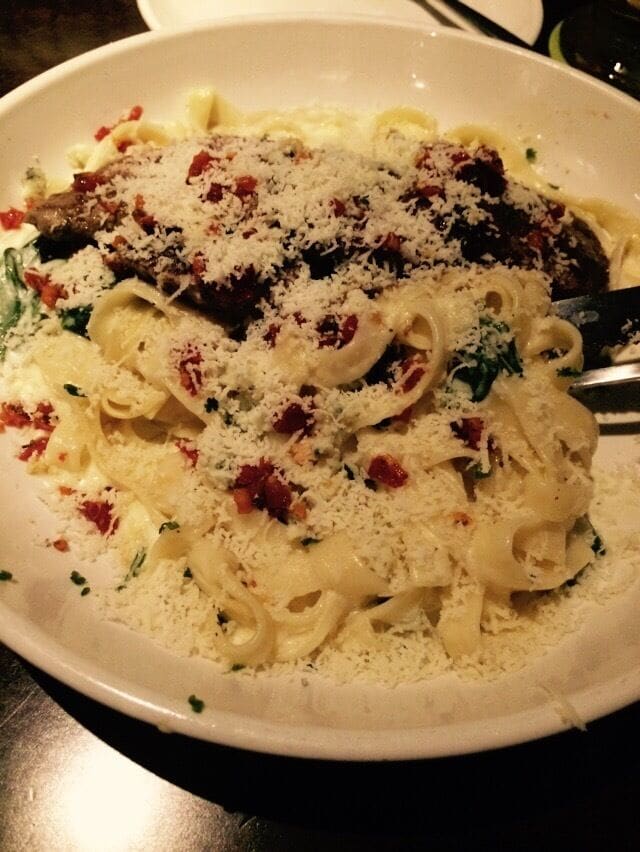 Gorgonzola steak. Delicious pasta