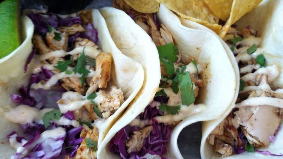 Baja chicken soft tacos. Delicious