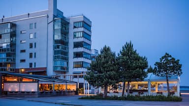 Sweden, Vastmanland, Vasteras, new residential buildings of the Munkangen harbor, dusk (Editorial Use Only)