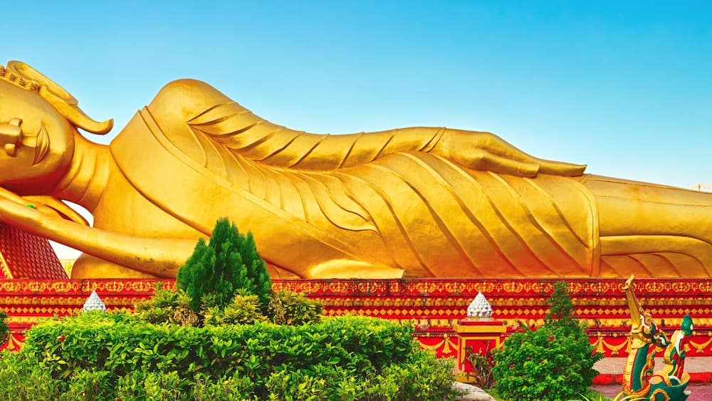 Reclning Buddha. Vientiane, Laos. Panorama