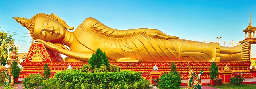 Reclning Buddha. Vientiane, Laos. Panorama