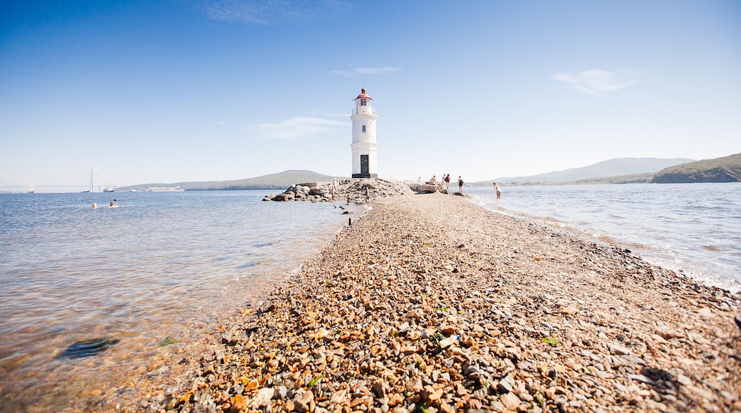 Lighthouse Tokarevskaya koshka with vane anemometer in Vladivostok
