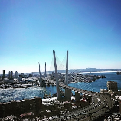 After sitting in the train for days arriving in Vladivostok feels like a relief. The city itself is really nice as well with this huge bridge over the bay as one of the highlights.