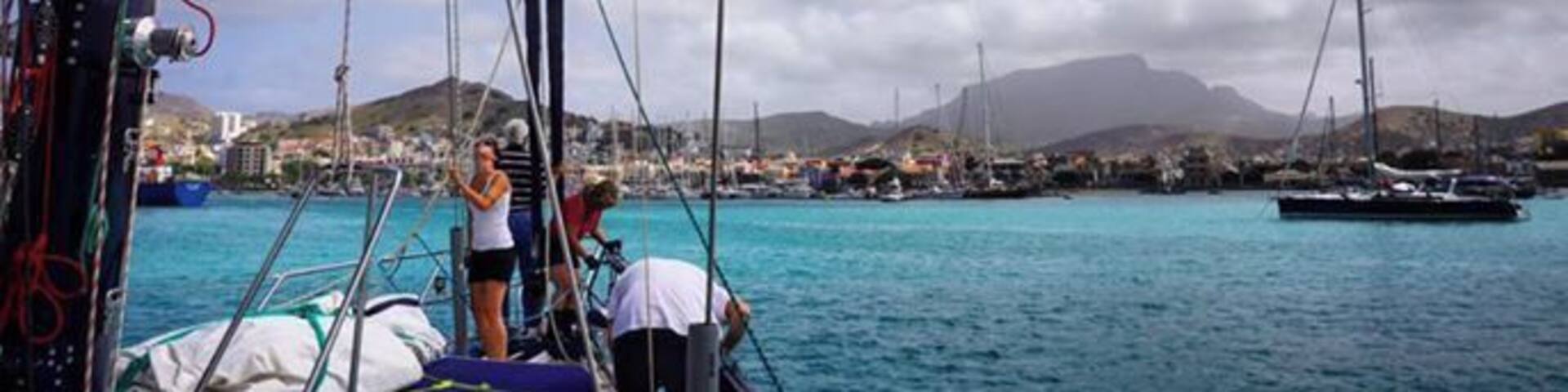 Sailing into Mindelo, Sao Vicente, Cape Verde