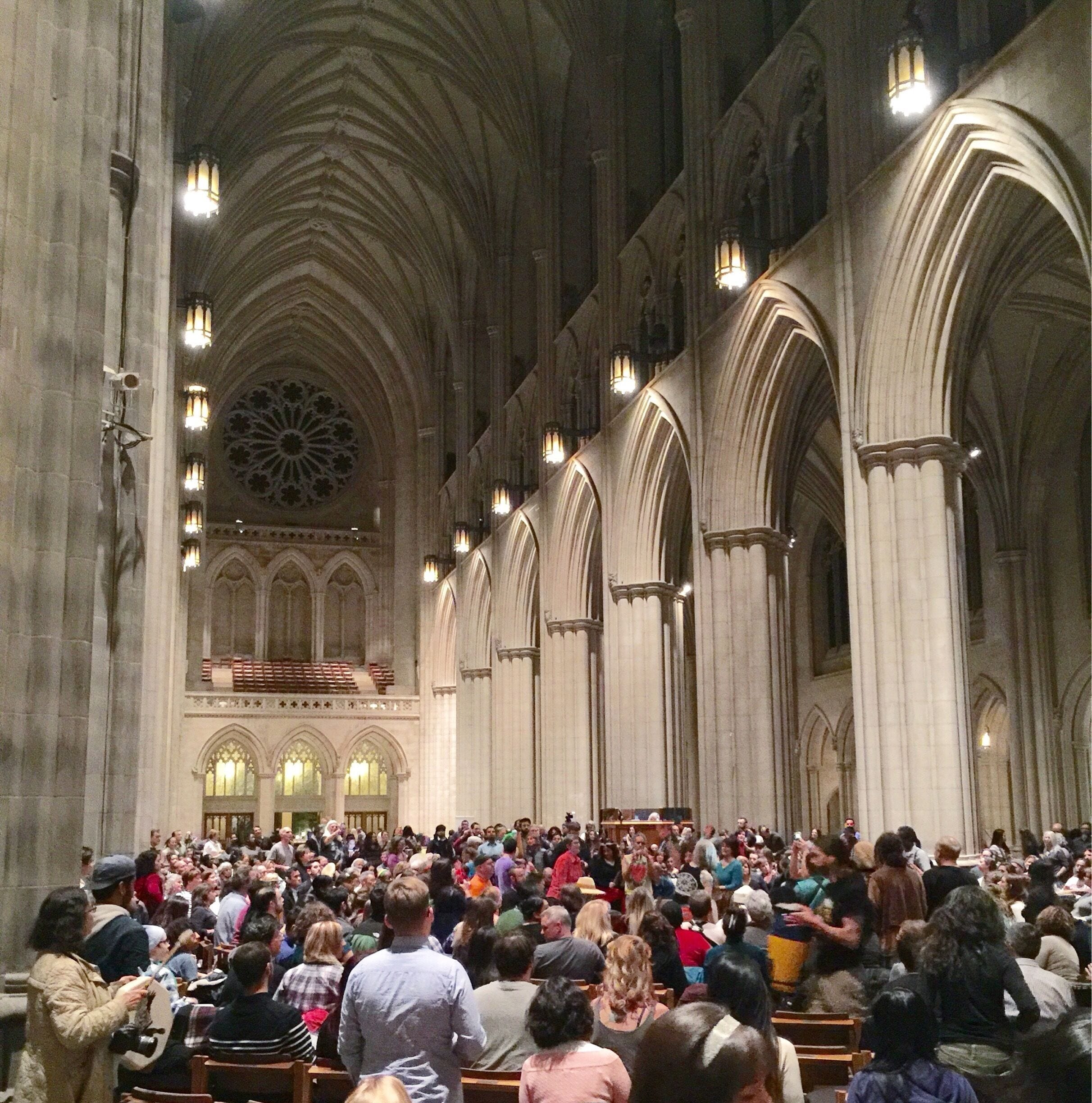 Drum circle inside the National Cathedral in Washington, DC. Pagan spiritually recognized and respected. #Imbolc #Brigid