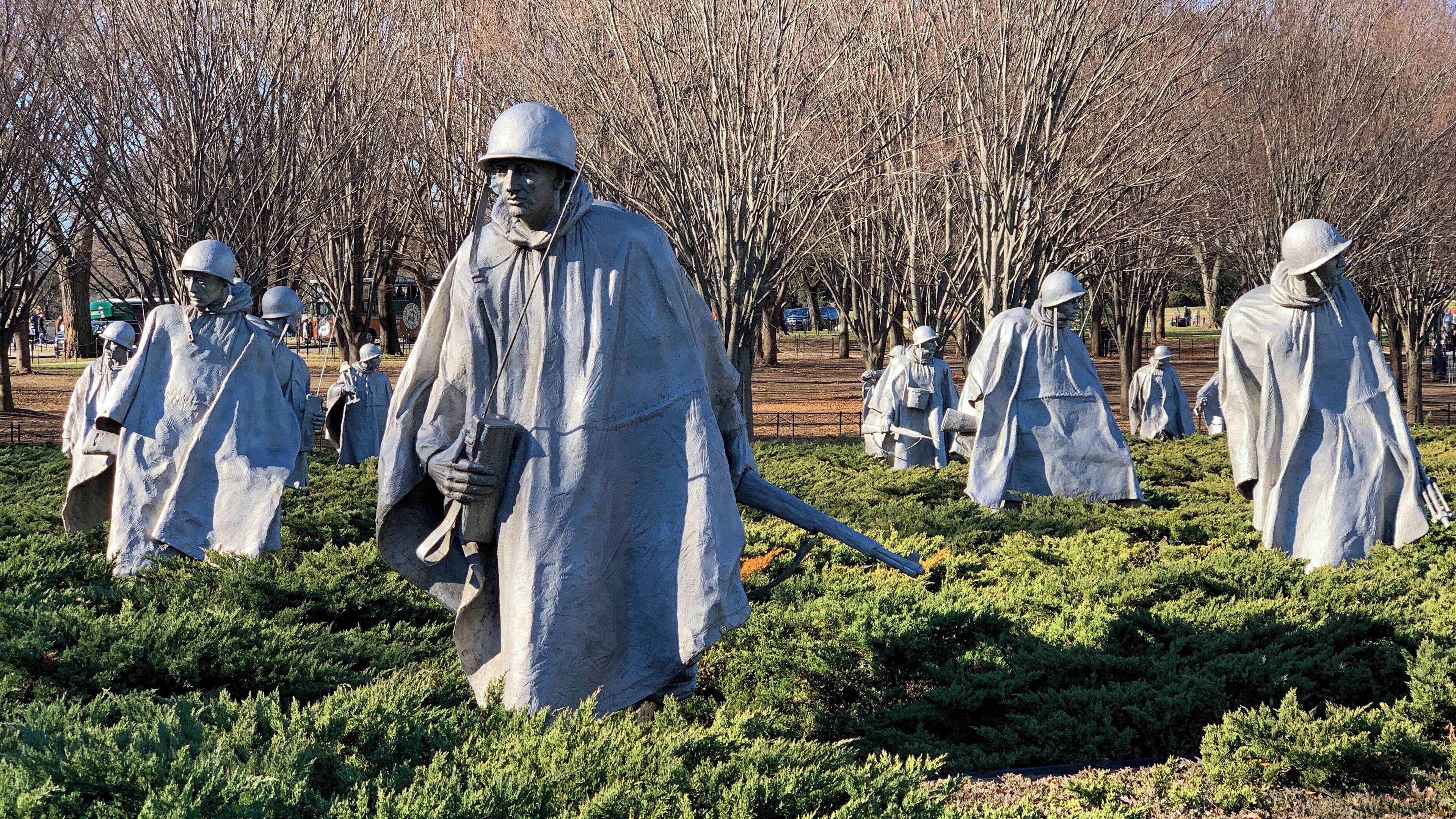 These slightly-larger-than-life statues depict American troops crossing the rugged Korean terrain.  I found their imposing size, heavy gear, and relentless gazes a sobering reminder of the toil required to wage war.