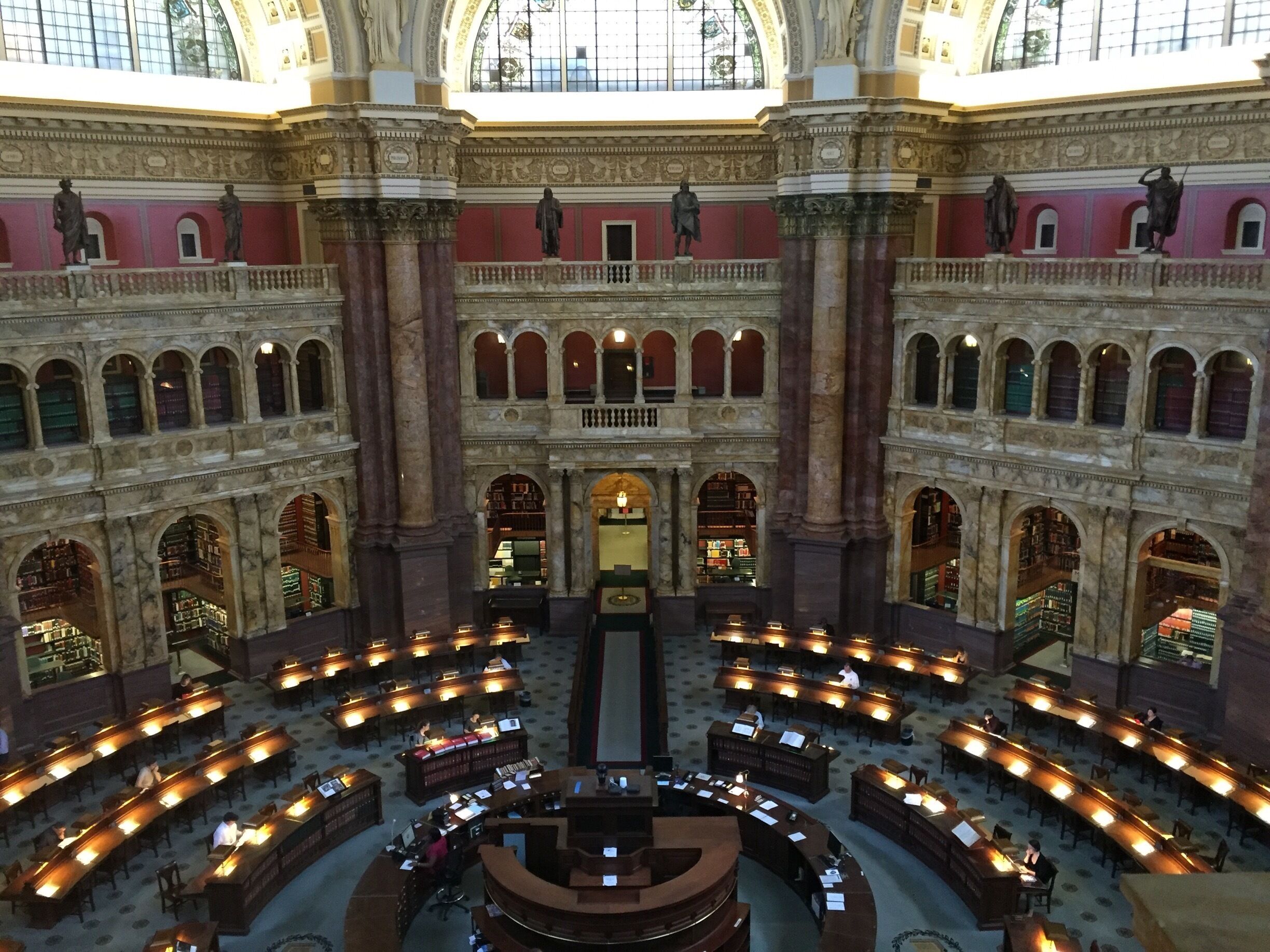 The interior of the Library of Congress includes many expansive rooms full of displays that represent all facets of American culture, but this room below is solely for use by curators to catalog, restore and preserve national treasures. 