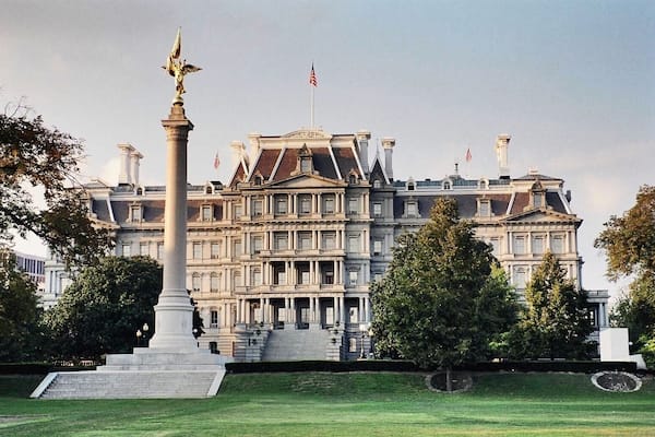 The Eisenhower Executive Office Building formerly known as the Old Executive Office Building and even earlier as the State, War, and Navy Buildingâis a U.S. government building situated just west of the White House in the U.S. capital of Washington, D.C. Maintained by the General Services Administration, it is occupied by the Executive Office of the President, including the Office of the Vice President of the United States.
