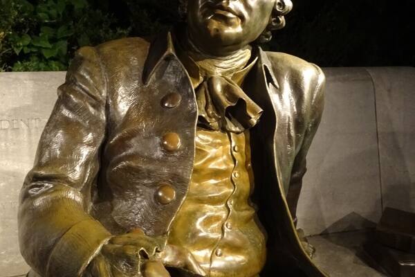 The George Mason Memorial features a one-third larger than life-sized bronze statue of Mason looking super laid back and suave.
Quick George Mason fact; he did not sign the United States Constitution because it did not abolish the slave trade and because he did not think it had necessary protection for the individual from the federal government.