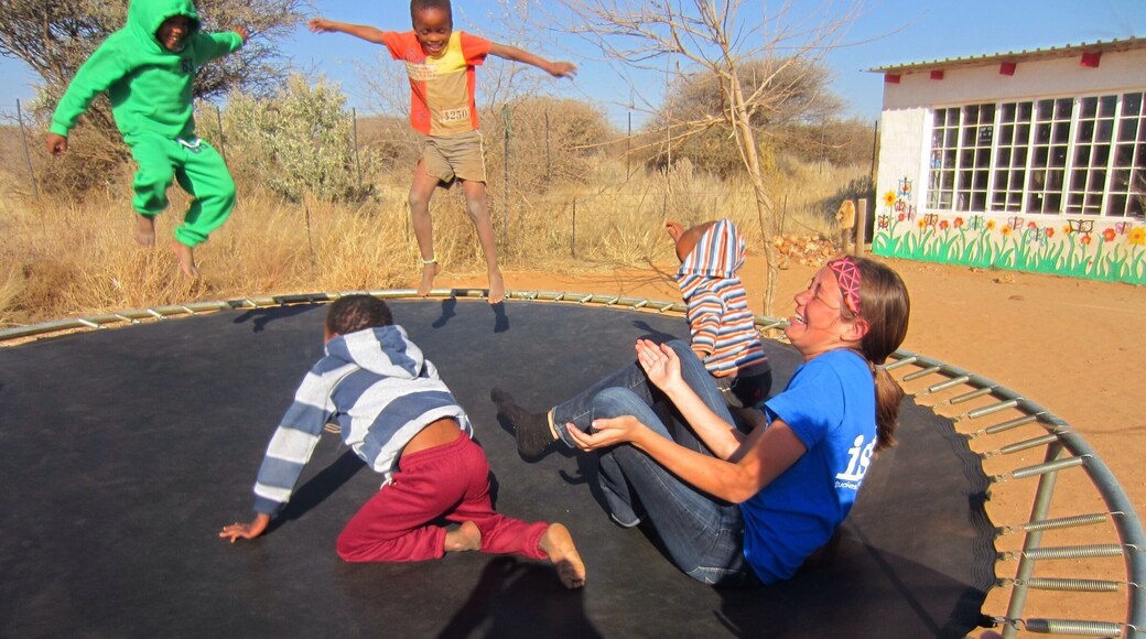 N/a'an ku se's Clever Cubs School is located on the farm with the wildlife sanctuary. The children are the sweetest and the cutest I've ever seen. Spent many happy hours on that trampoline with them!