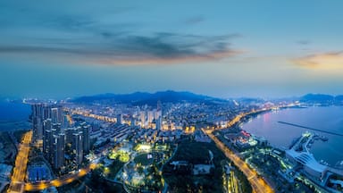 China, Weihai, coastline, city, city skyline, architectural landscape, building, architecture, background, metropolis, downtown,