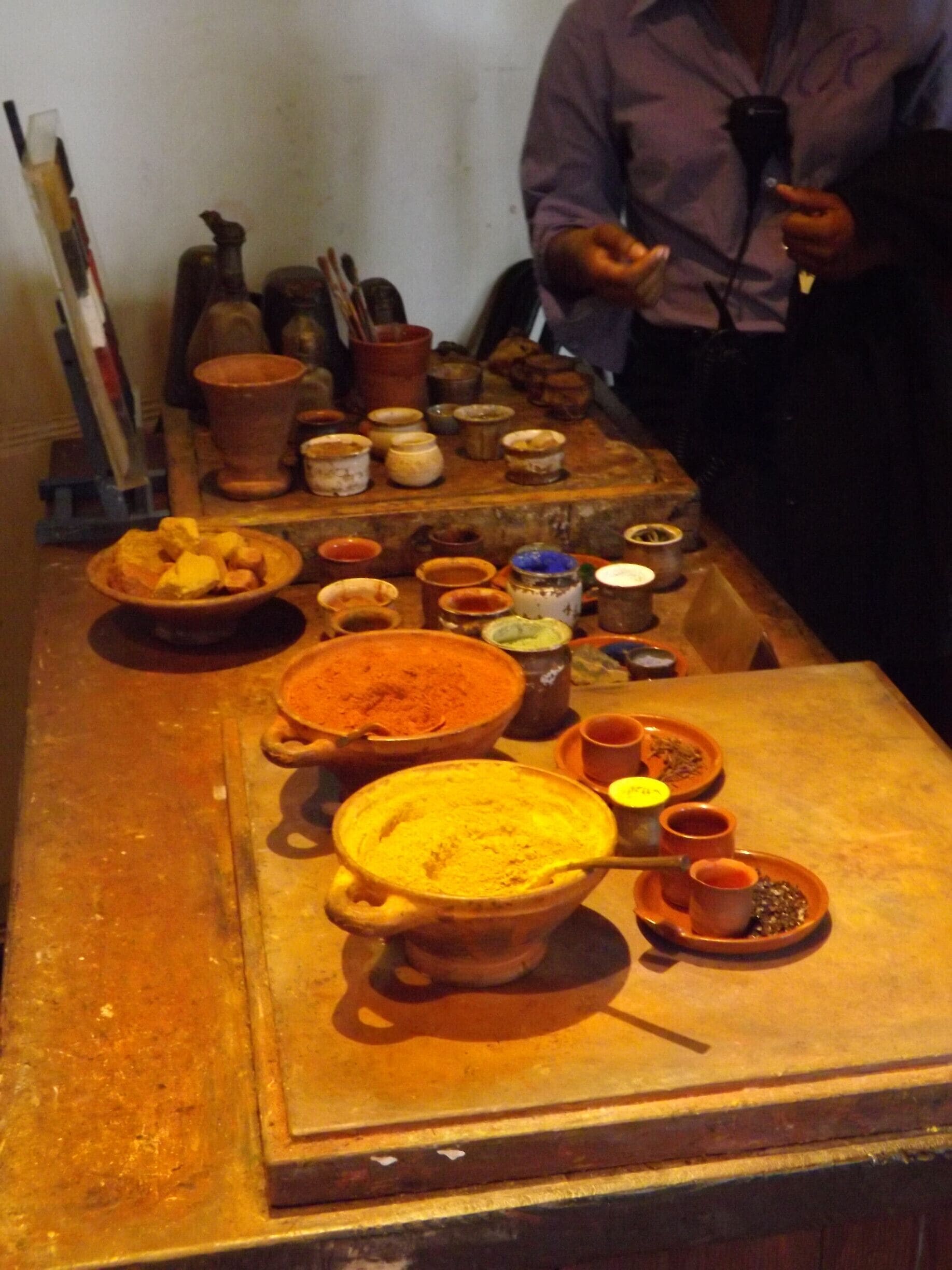 Various powdered products that were used to create paint colors within Rembrandt's studio.