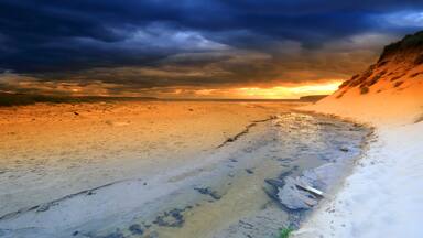 Dunnet Bay at sunset, near Thurso, Caithness, Scotland, United Kingdom