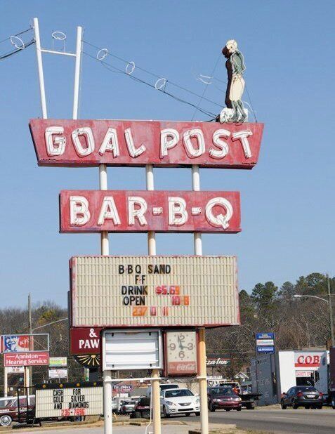 I wish I could have seen this one at night because apparently he kicks a neon football through the goalposts !!  

I used to live in Alabama... born there. But... I don't really care about football all that much so... they asked me to leave. They Love Their Football ! 
War Tide... Roll Eagle !! hehehe