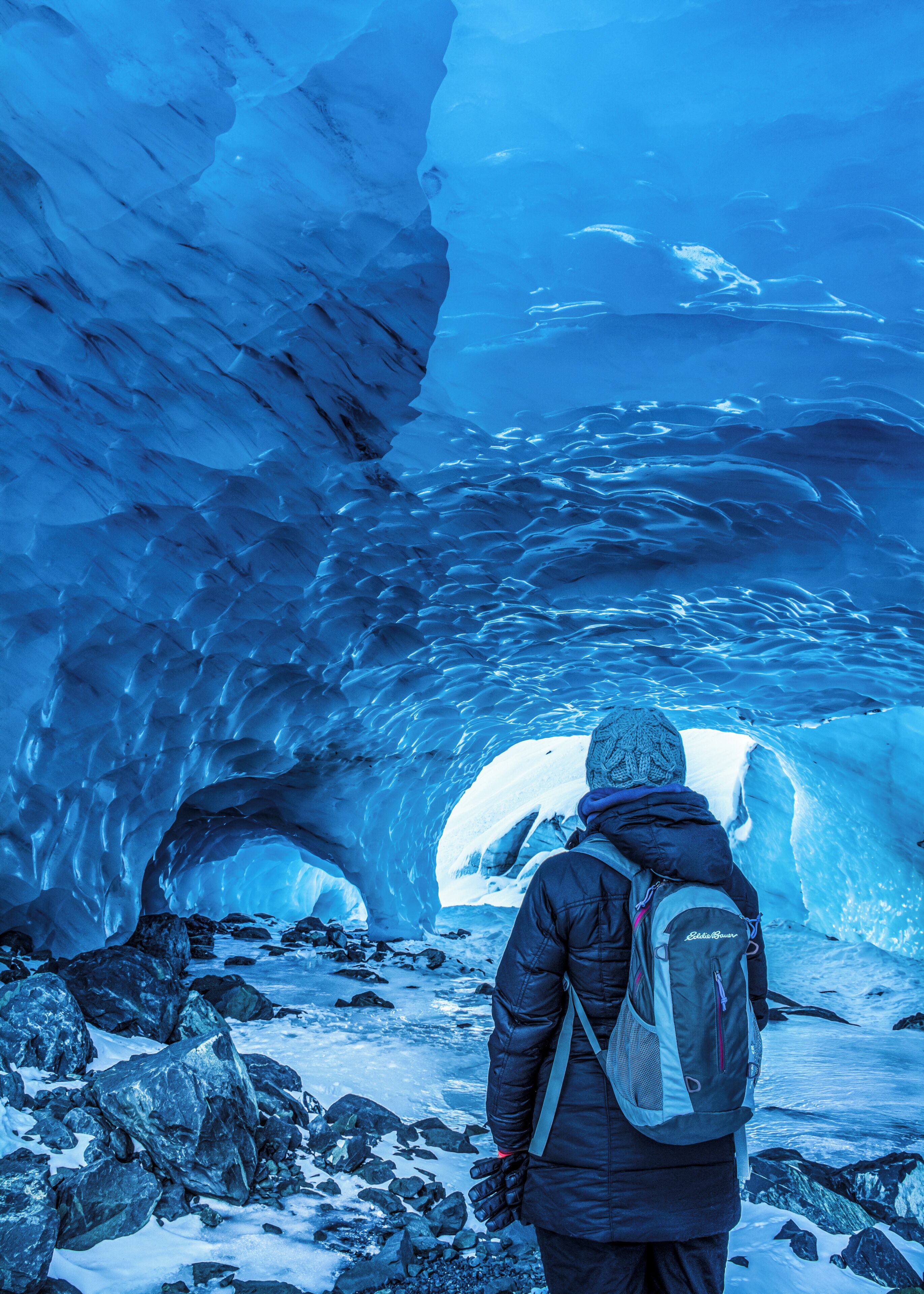 Ice arches, waterfalls carving their way down layers of snow pack, remote enough that all you can hear is the excitement of those you ventured here with. It feels like another world, an icy blue planet ripe for exploring.
#Adventure 