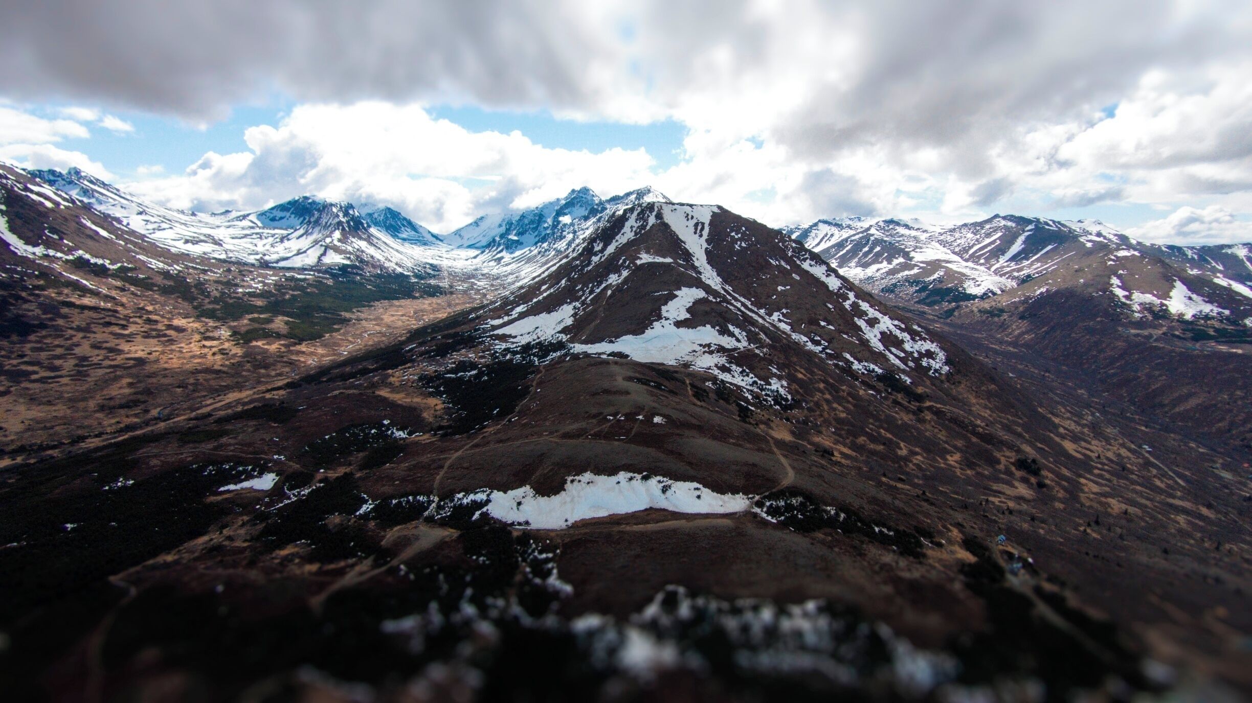 a view east over the Chugach range.  The phantom provides a view at altitude of the mountains just behind the trailhead parking area