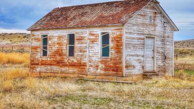 The old Buckle School house on Gooseberry Creek Road near Worland Wyoming