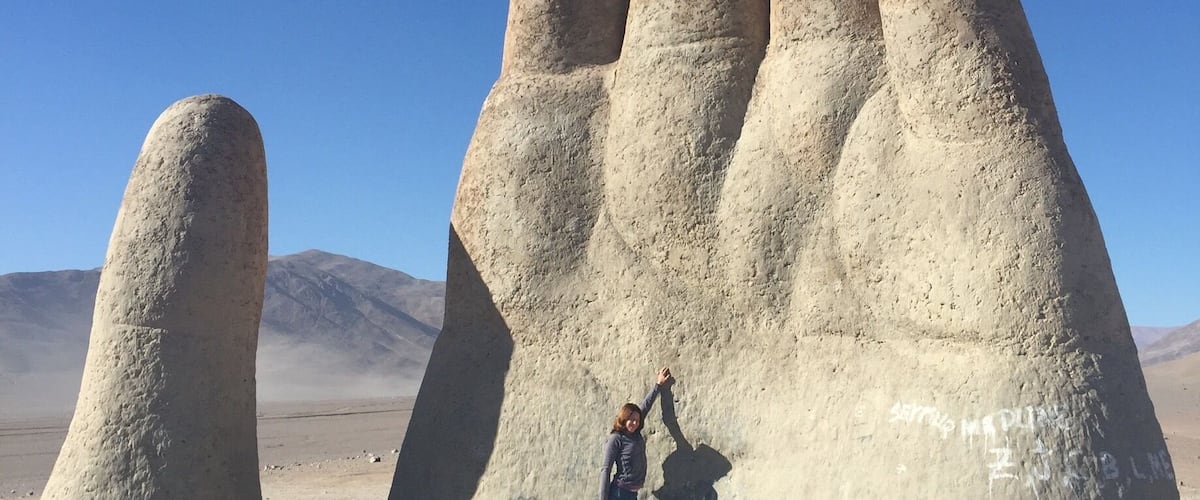 The Mano de Desierto is a large-scale sculpture of a hand located in the Atacama Desert in Chile