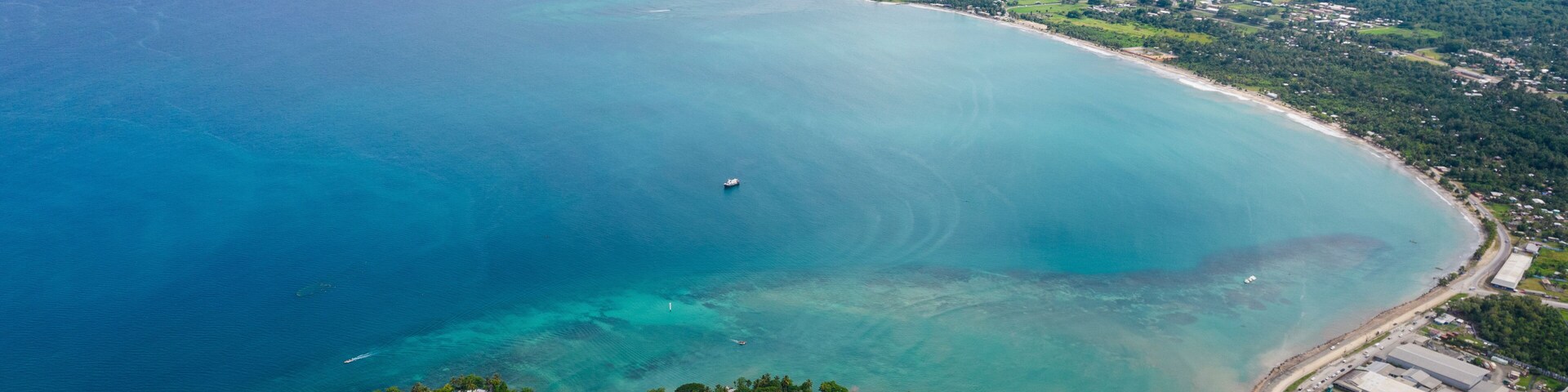 Aerial Drone Above Wewak City, East Sepik Province, Papua New Guinea.