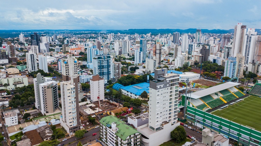 Chapecó SC. Aerial view of downtown Chapecó, in Santa Catarina, Brazil