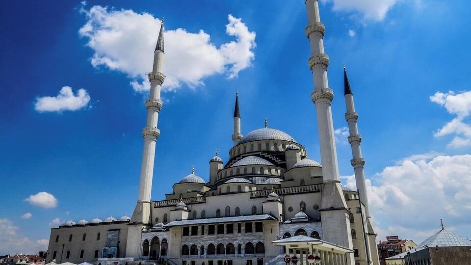 Kocatepe Mosque, the largest mosque in Ankara, the capital of Turkey. It was built between 1967 and 1987 in the Kocatepe quarter in Kızılay, and its size and prominent situation have made it a landmark that can be seen from almost anywhere in central Ankara.