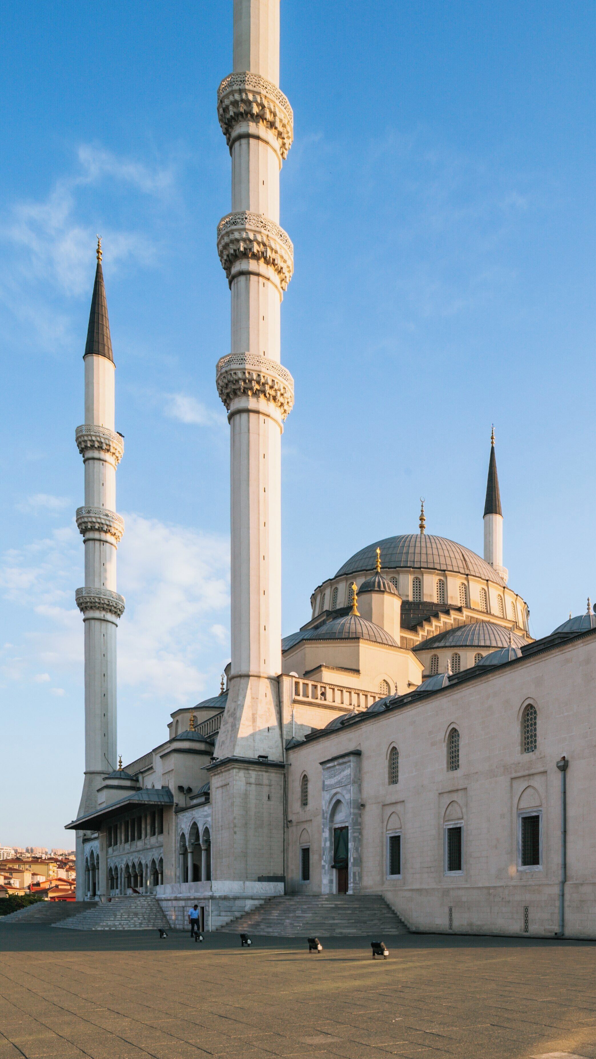 Kocatepe Mosque stands majestically in Cankaya, Ankara, showcasing stunning architecture against a clear blue sky