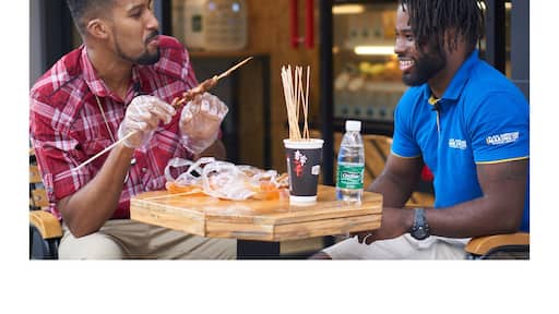 Good conversations and crazy eating.