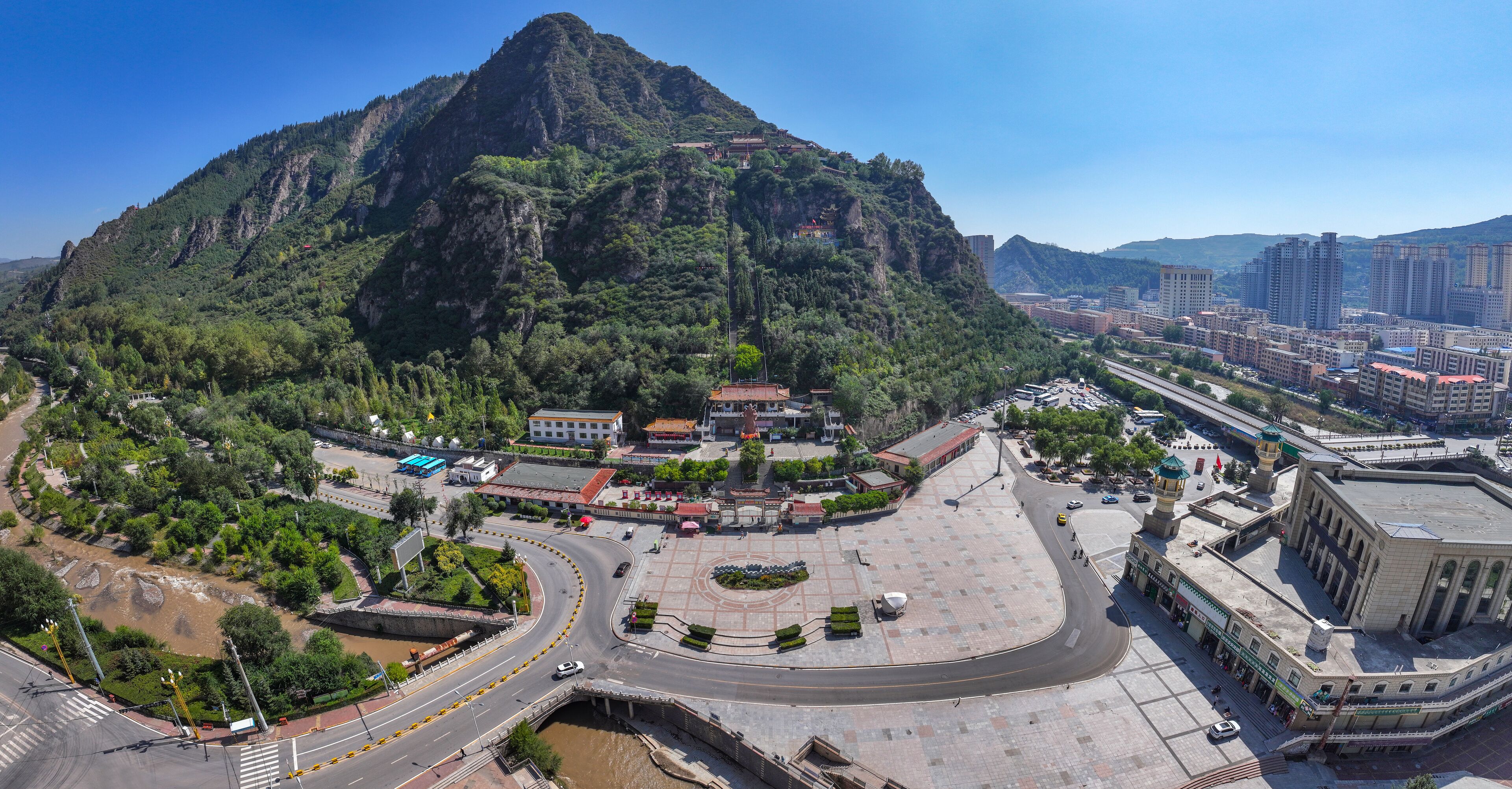 Aerial photography of Laoye Mountain in Datong County, Xining City, Qinghai Province