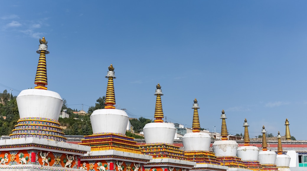 eight white pagoda in qinghai kumbum monastery