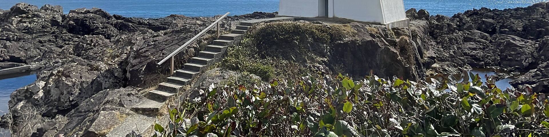 Amphitrite Point Lighthouse in Ucluelet on Vancouver Island, British Columbia, Canada