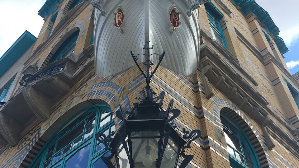 A vessel’s bow on a house...