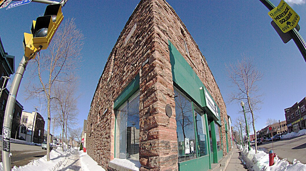 Sault Ste. Marie is a city in Ontario, Canada. It's on the St. Marys River, north of the U.S. border, near 3 of the Great Lakes. It’s known for the 19th-century Sault Ste. Marie Canal, lined with red sandstone buildings.