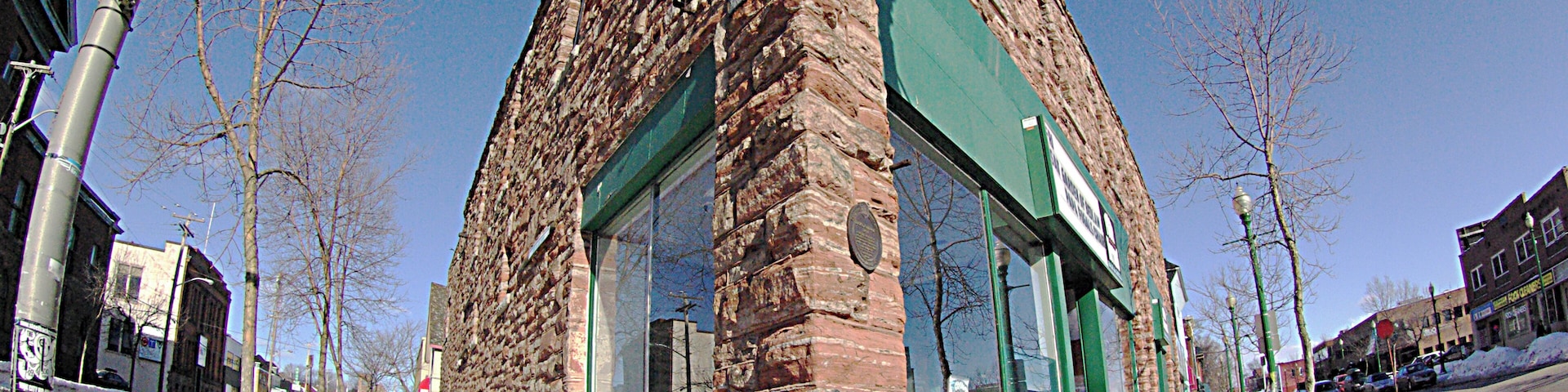 Sault Ste. Marie is a city in Ontario, Canada. It's on the St. Marys River, north of the U.S. border, near 3 of the Great Lakes. It’s known for the 19th-century Sault Ste. Marie Canal, lined with red sandstone buildings.