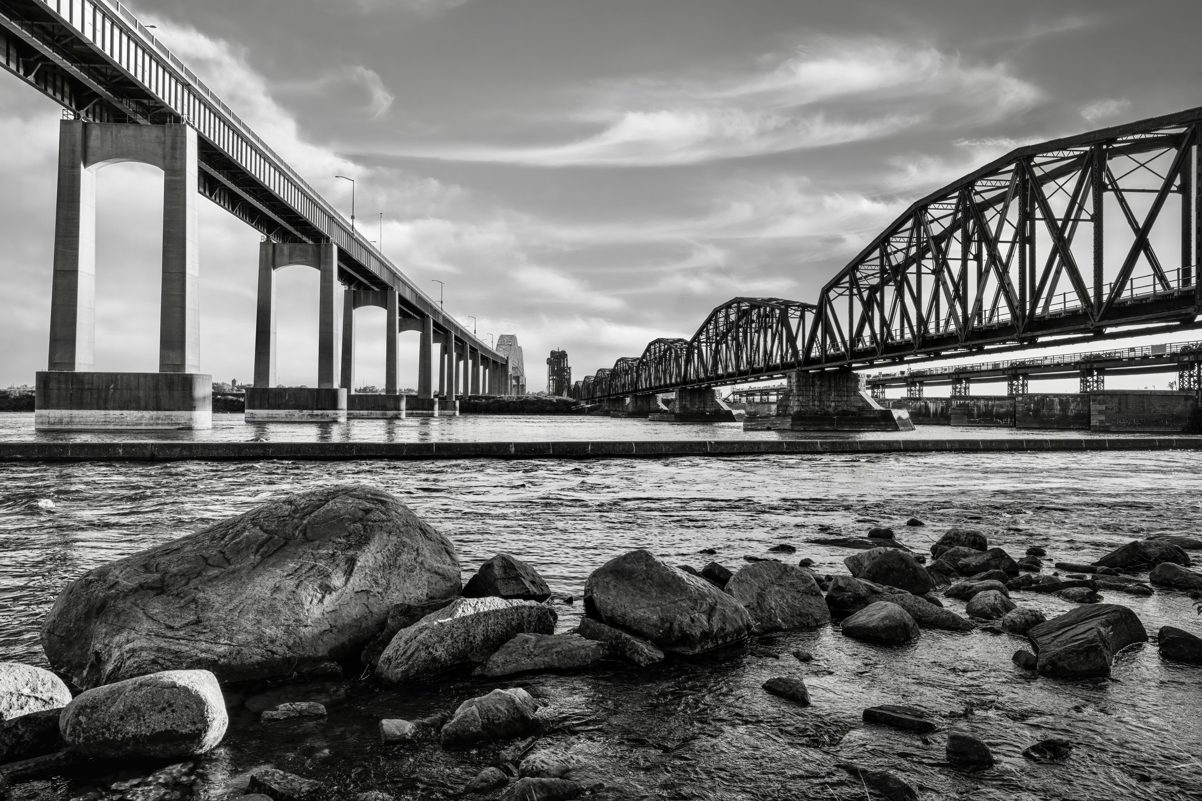 The Sault Ste. Marie International Bridge as seen from Whitefish Island