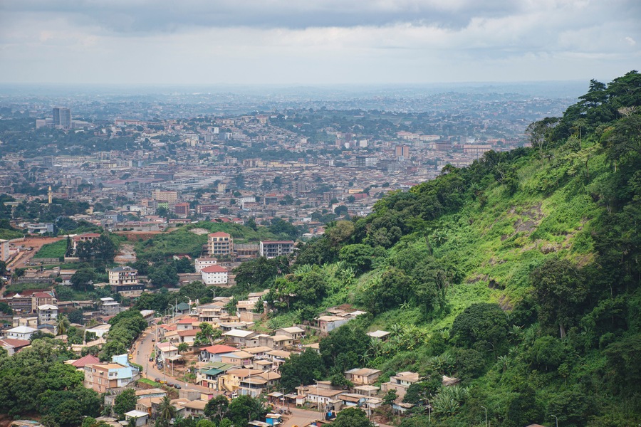 a view of the city from the hill of Febe mountain in Yaounde town