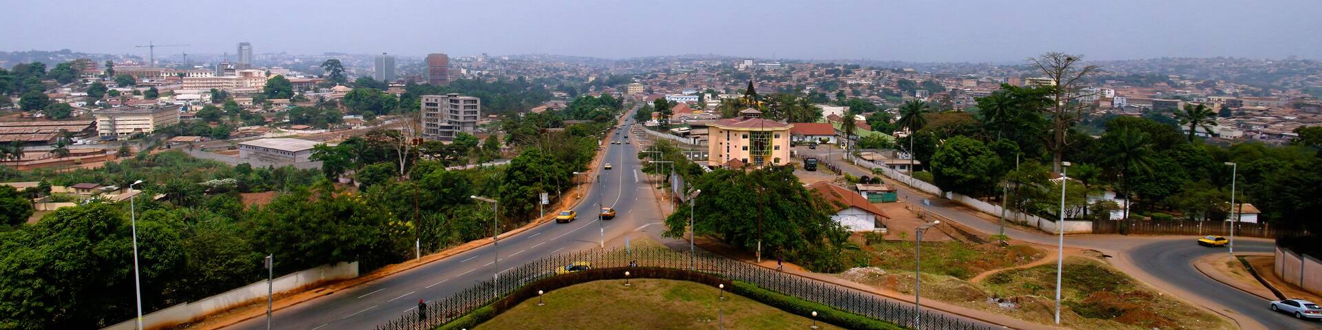 Aerial cityscape view to Yaounde, the capital of Cameroon