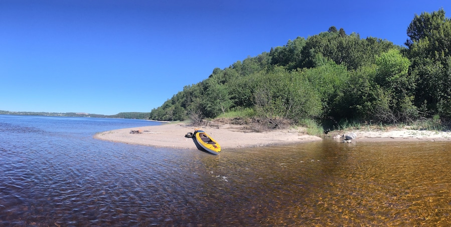 Beautiful day for kayaking in the estuary of Manicouagan. Baie-Comeau. Cote-Nord.; Shutterstock ID 1429880225; Purchase Order: SP-2617; Order Number: CSC Image Research