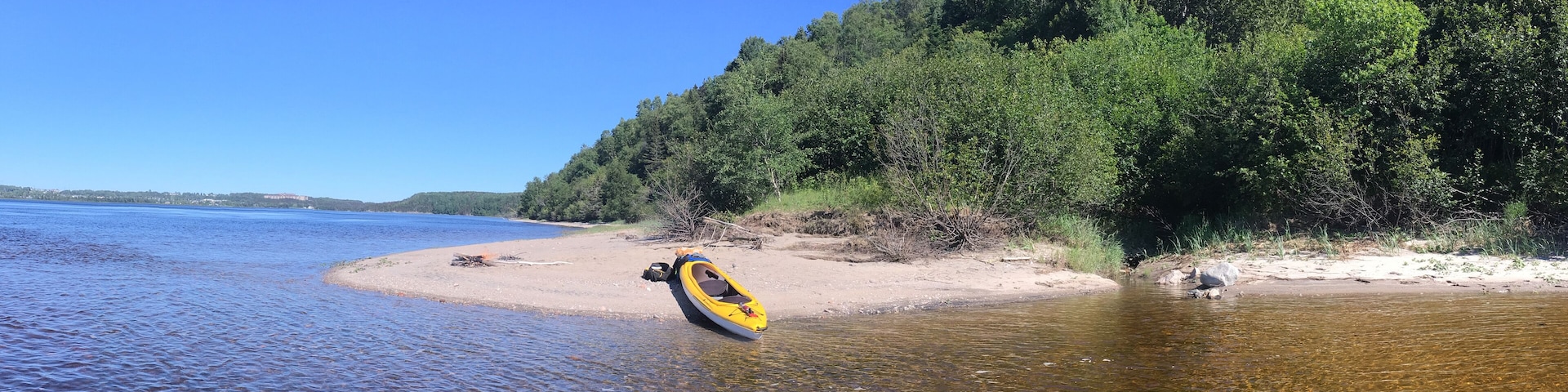 Beautiful day for kayaking in the estuary of Manicouagan. Baie-Comeau. Cote-Nord.; Shutterstock ID 1429880225; Purchase Order: SP-2617; Order Number: CSC Image Research