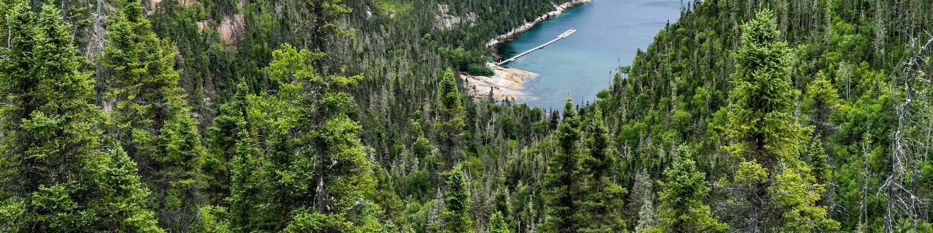 View from St Pancrace Belvedere on the St Pancrace Fjard, near Baie Comeau, Cote Nord of Quebec, Canada