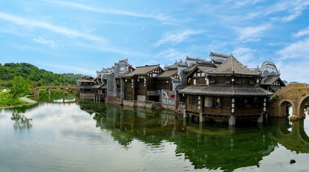 the beautiful ancient town of Lizhuang on the lake, Yibin City, Sichuan Province, China