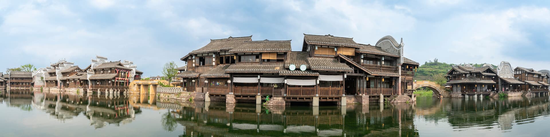 the beautiful ancient town of Lizhuang on the lake, Yibin City, Sichuan Province, China