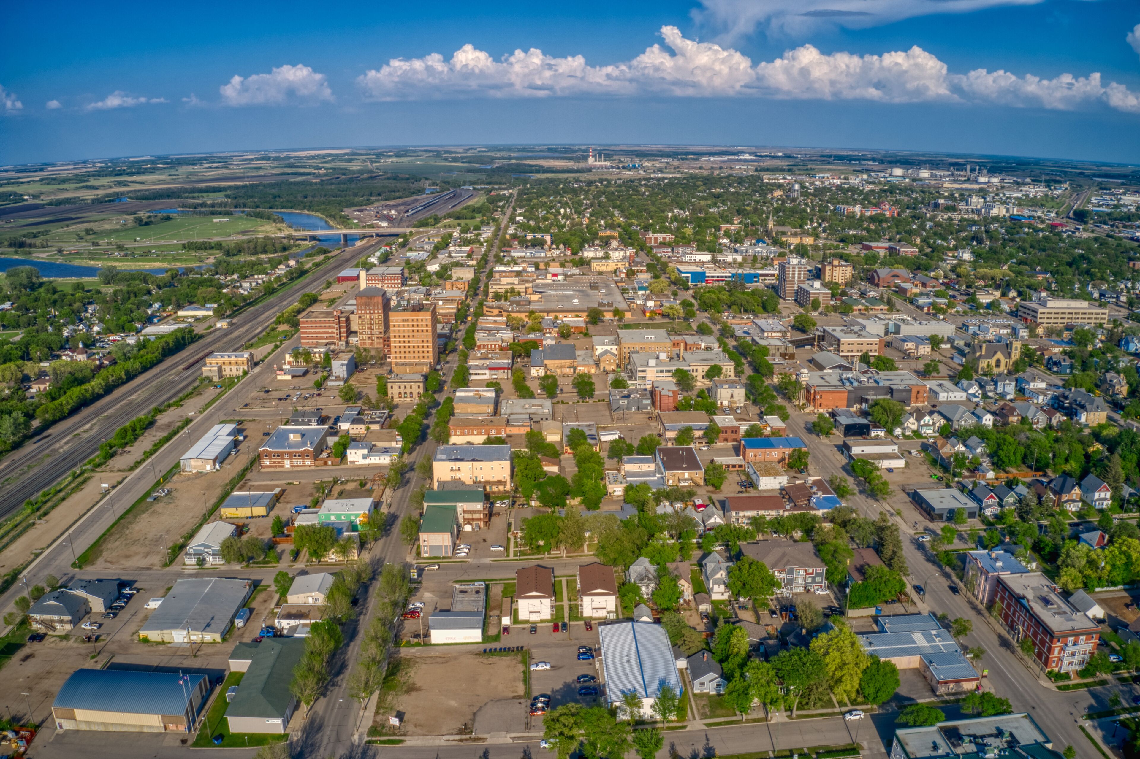 Aerial View of Brandon, Manitoba during Summer