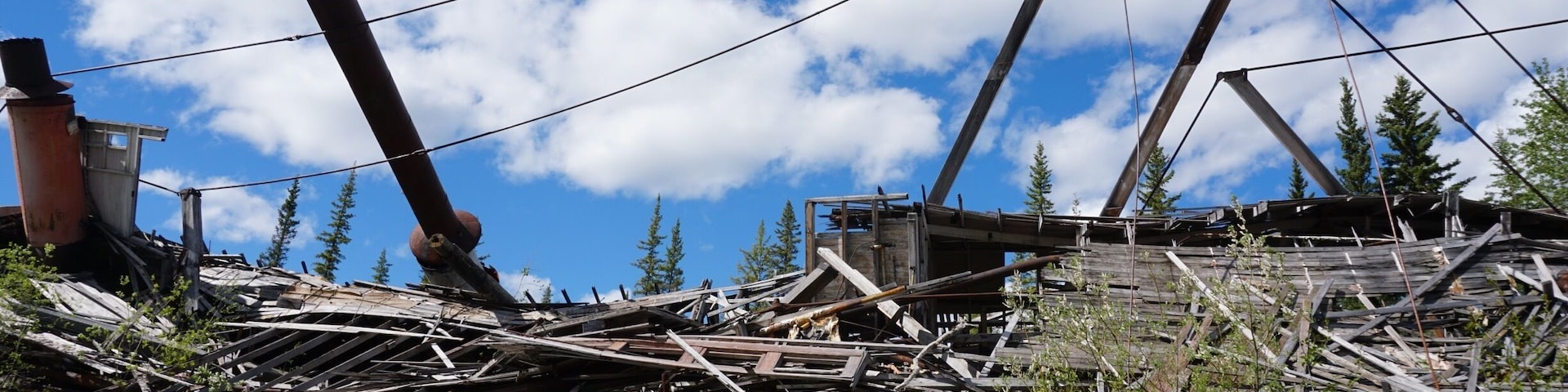Decaying remains of seven paddlewheel ships from Yukon gold rush era