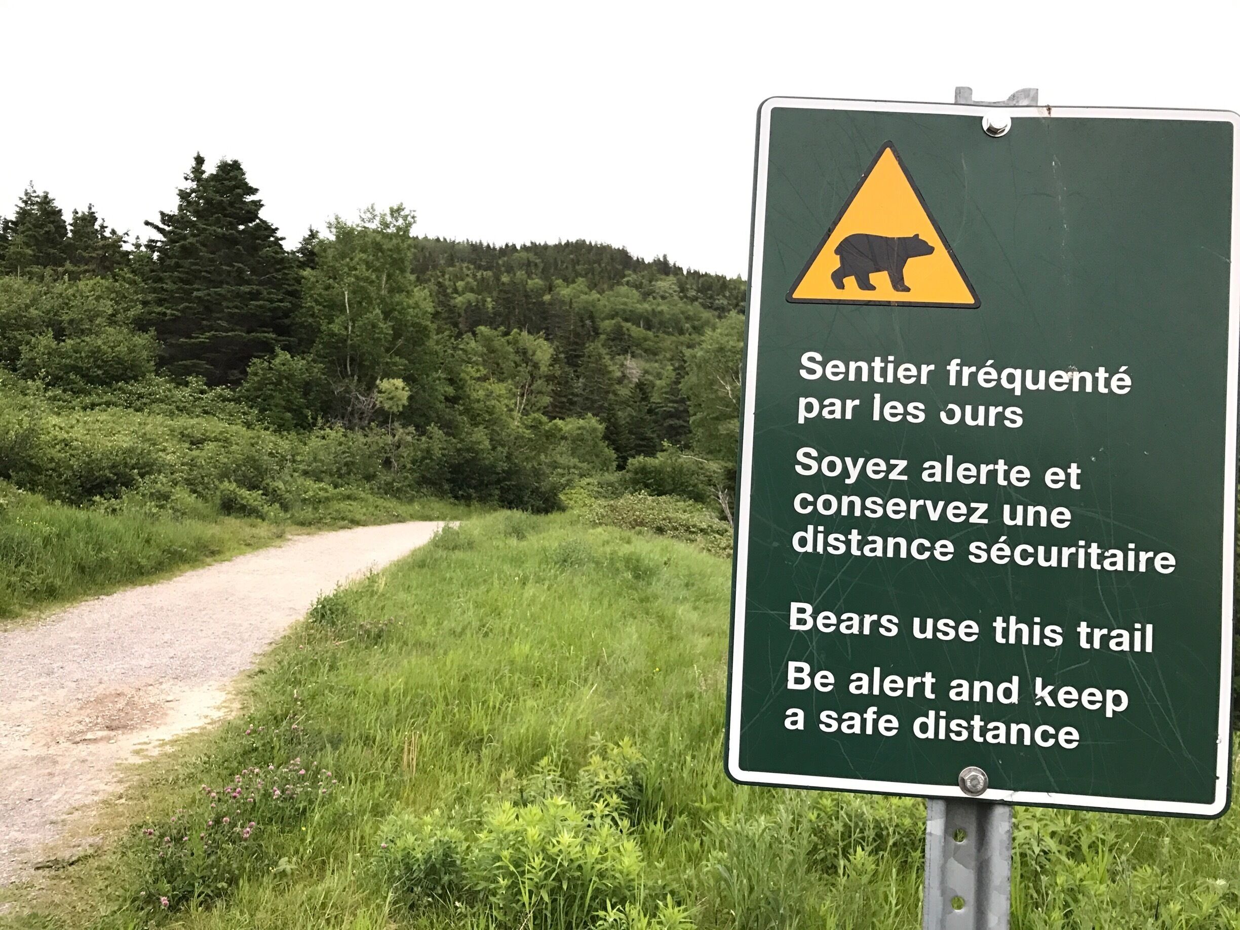 The starting point to walk to the Land's End. The warning is for real! #TakeAhike this traill leafs to the Gaspe lighthouse on top of the cliff. Beautiful view of the ocean, and many other smaller trails 