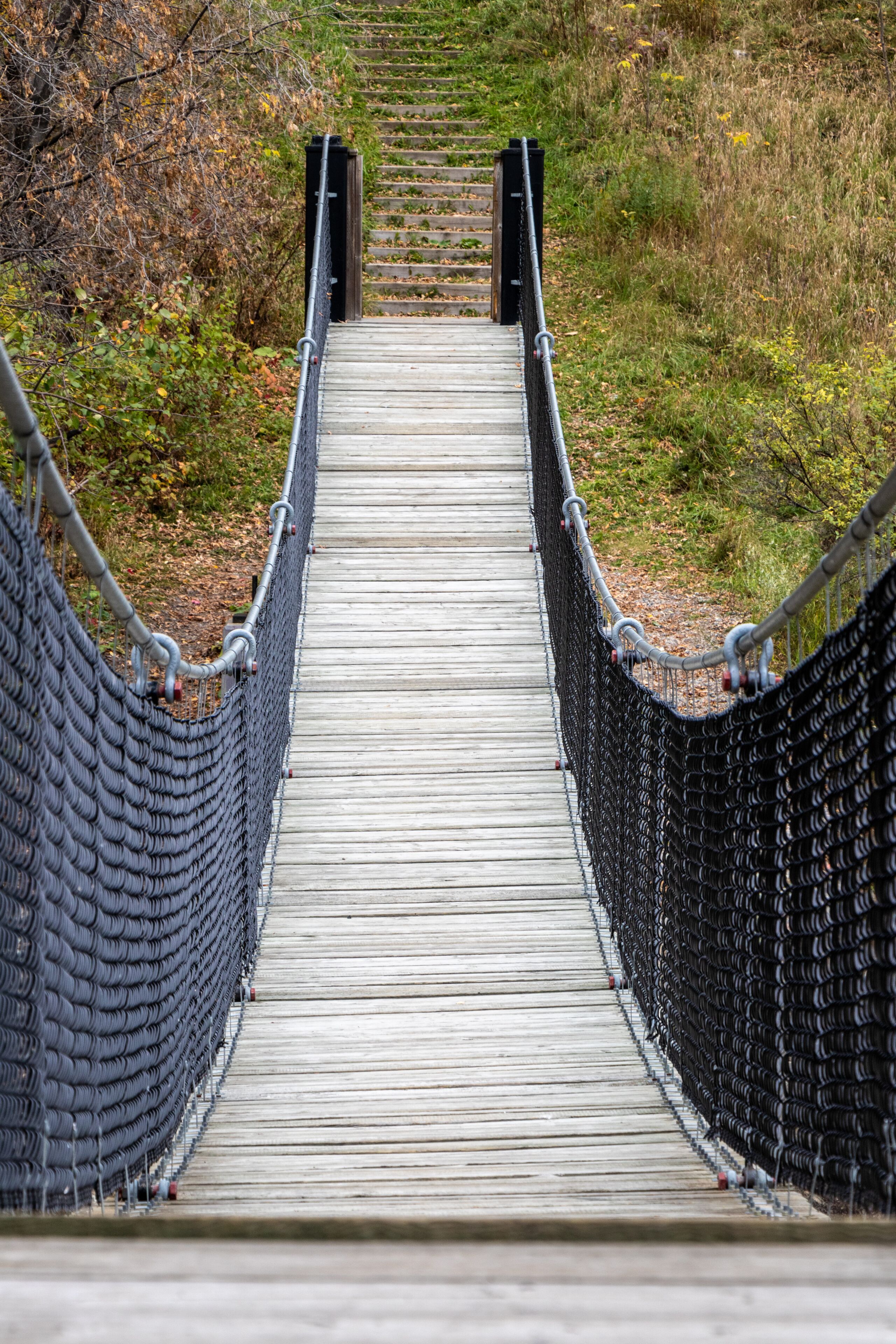 Roy Wilson Suspension Bridge in Dryden, Ontario, Canada in October