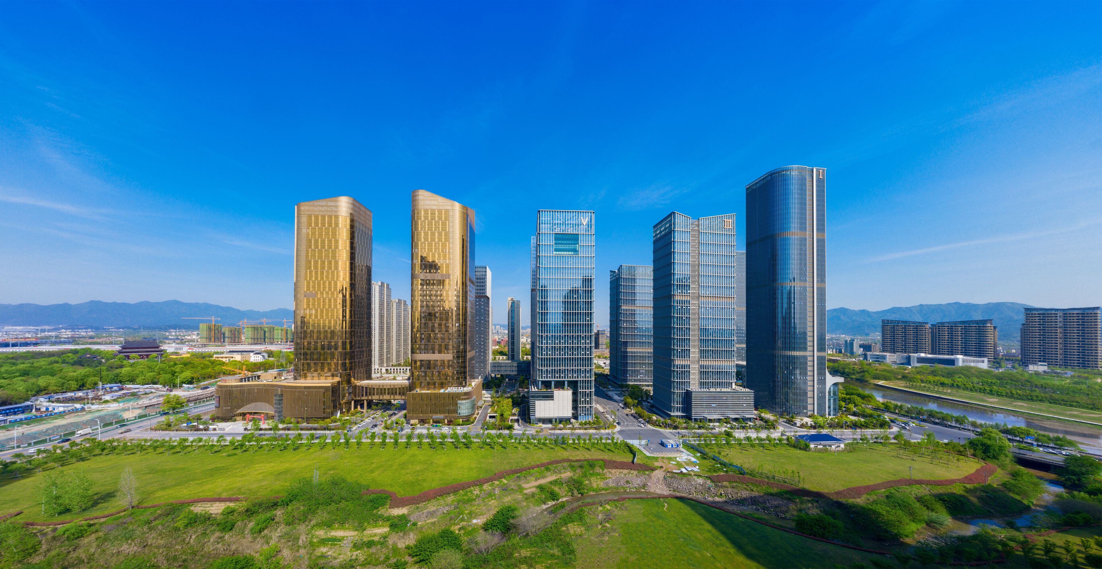 CBD landscape of Yiwu City, Zhejiang Province, China