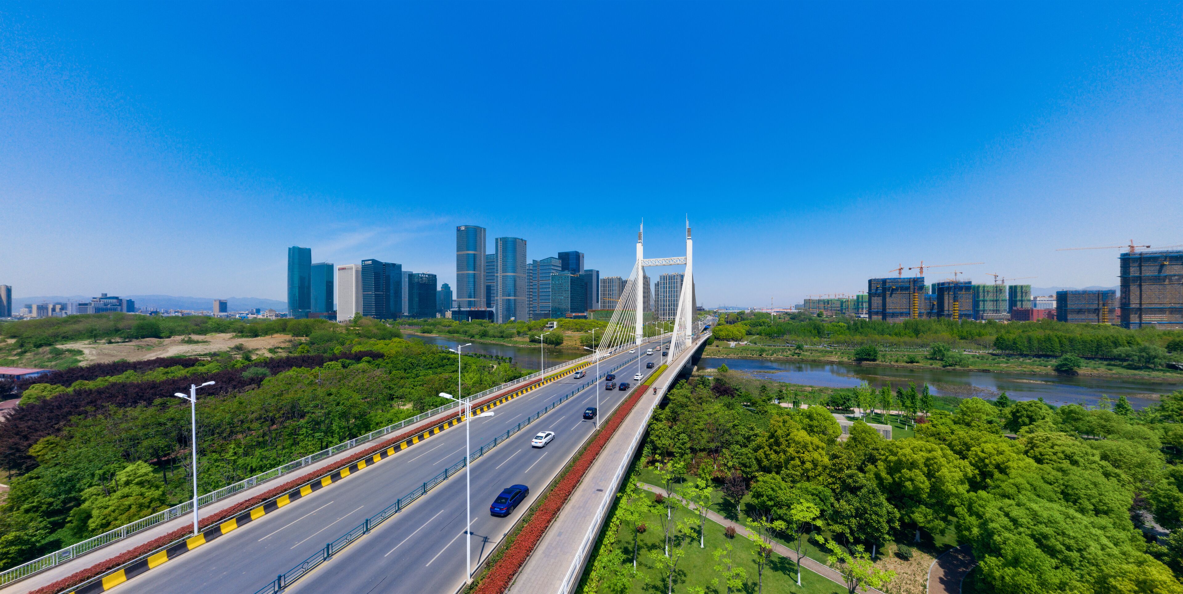 Urban environment of Shangbo bridge in Yiwu City, Zhejiang Province, China