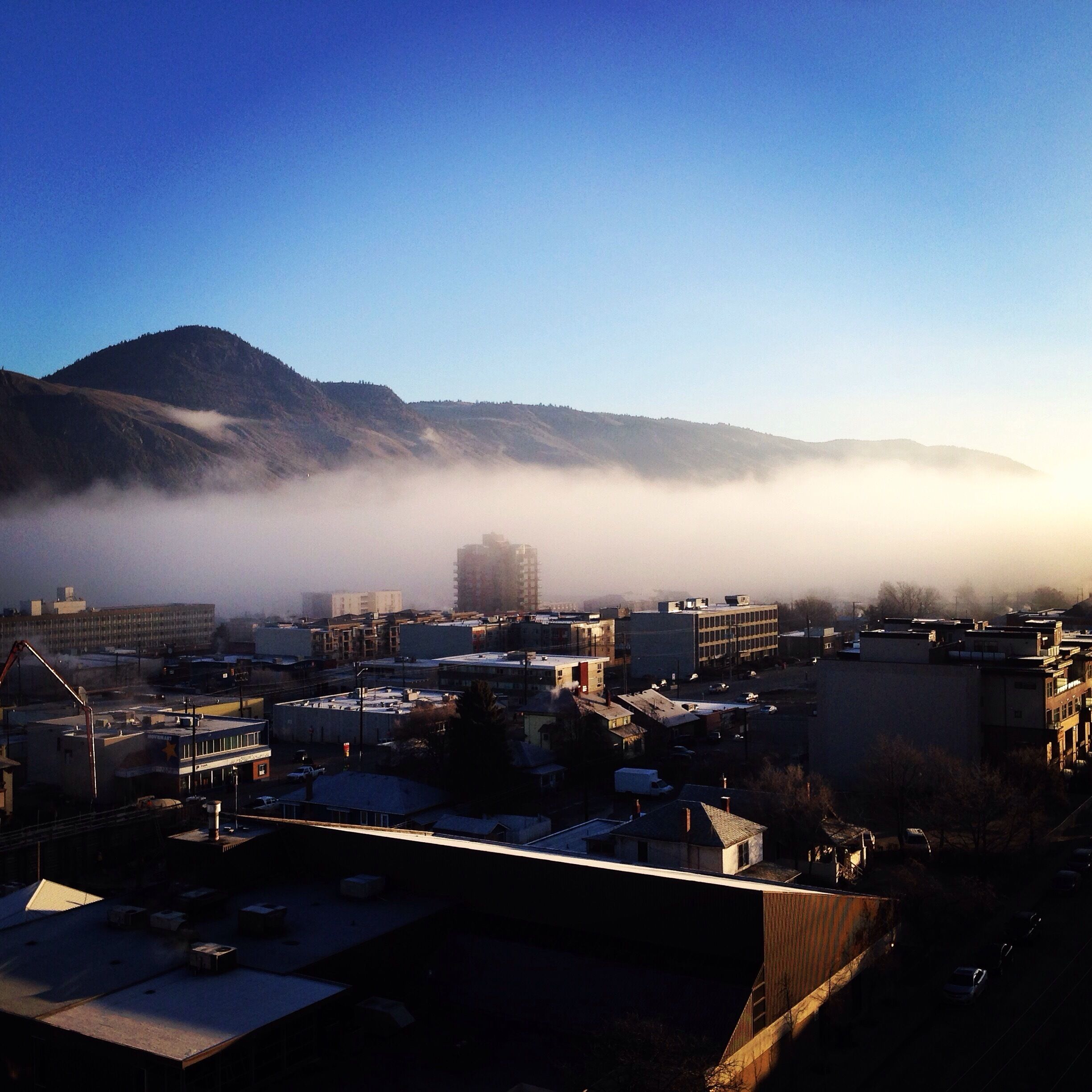 Cool cloud cover forming off the river. I never seen anything move so fast. #ExploreKamloops