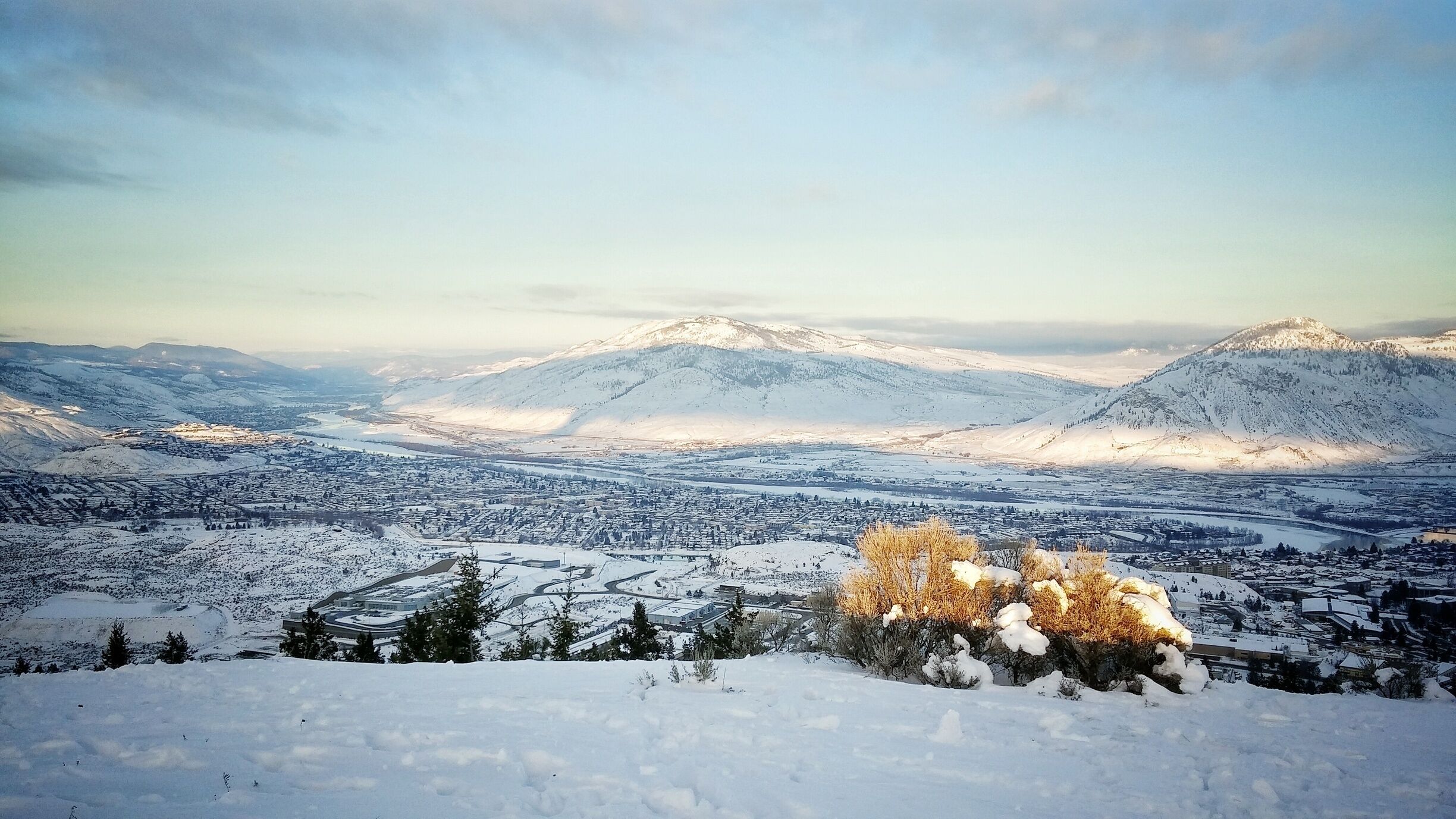 Atop Mt. Dufferin at Kenna Cartwright Park. This mountain park is home to several trails some stretching over 10K in length. In the winter you will find mostly hikers and fat bikes cruising through the trails and in the summer it's shared between hikers and mountain bikers. There is a washroom located near one of the lookout points with a few scattered picnic tables and gazebos. This is a dog friendly park and is open year round.